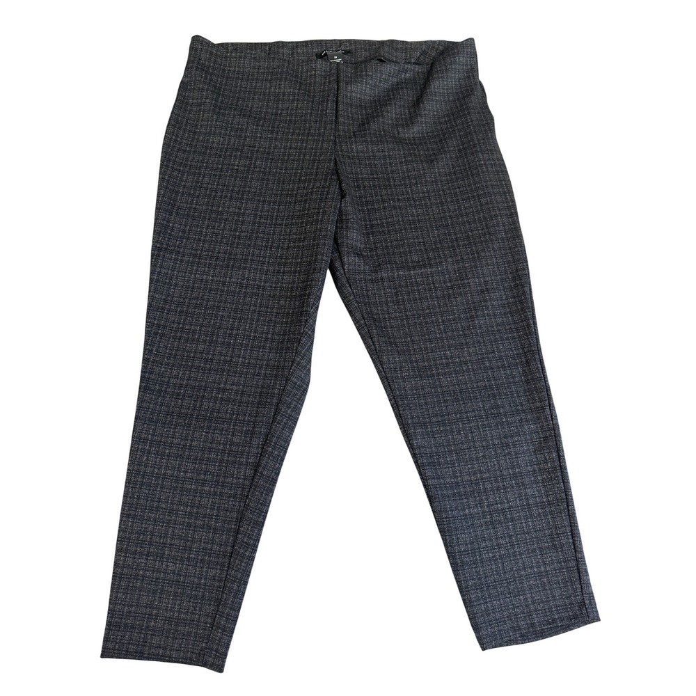 Zac & Rachel Woman 3X Gray Plaid Pull On Tapered Leg Stretch Pants 1130